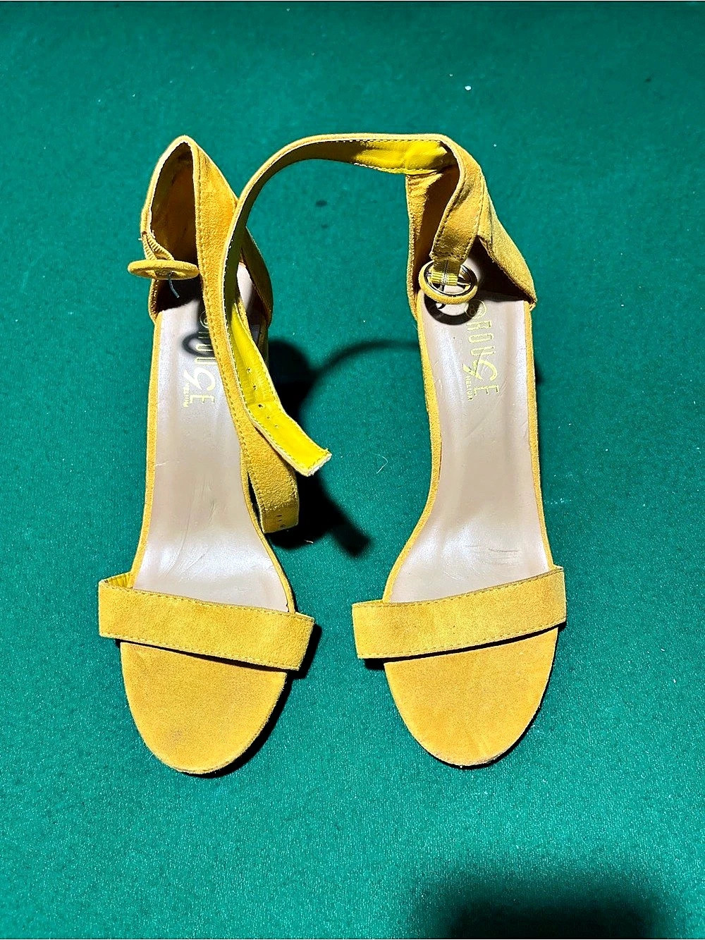 Rouge Helium Yellow Ankle Strap Heels US 5.5